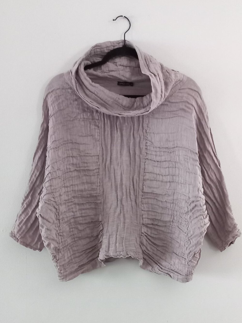 GRIZAS grey linen and silk cowl neck top